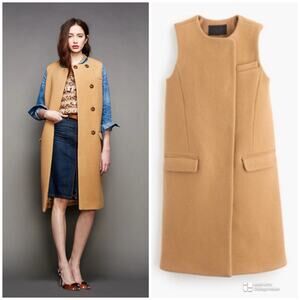 J. Crew Collection Double Faced Italian Wool Sleeveless Coat Vest Sz 0 E2333 EUC